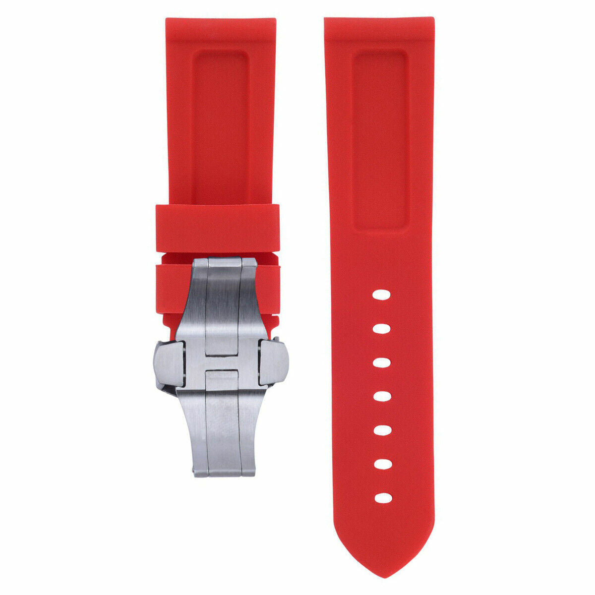 22MM RUBBER DIVER WATCH BAND DEPLOYMENT BUCKLE CLASP FOR PAM 40MM PANERAI RED