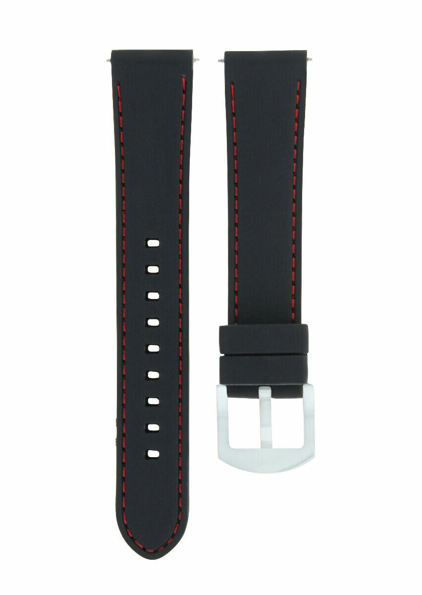 20MM RUBBER BAND DIVER STRAP FOR TAG HEUER CARRERA MONACO F1 BLACK RED STITCH