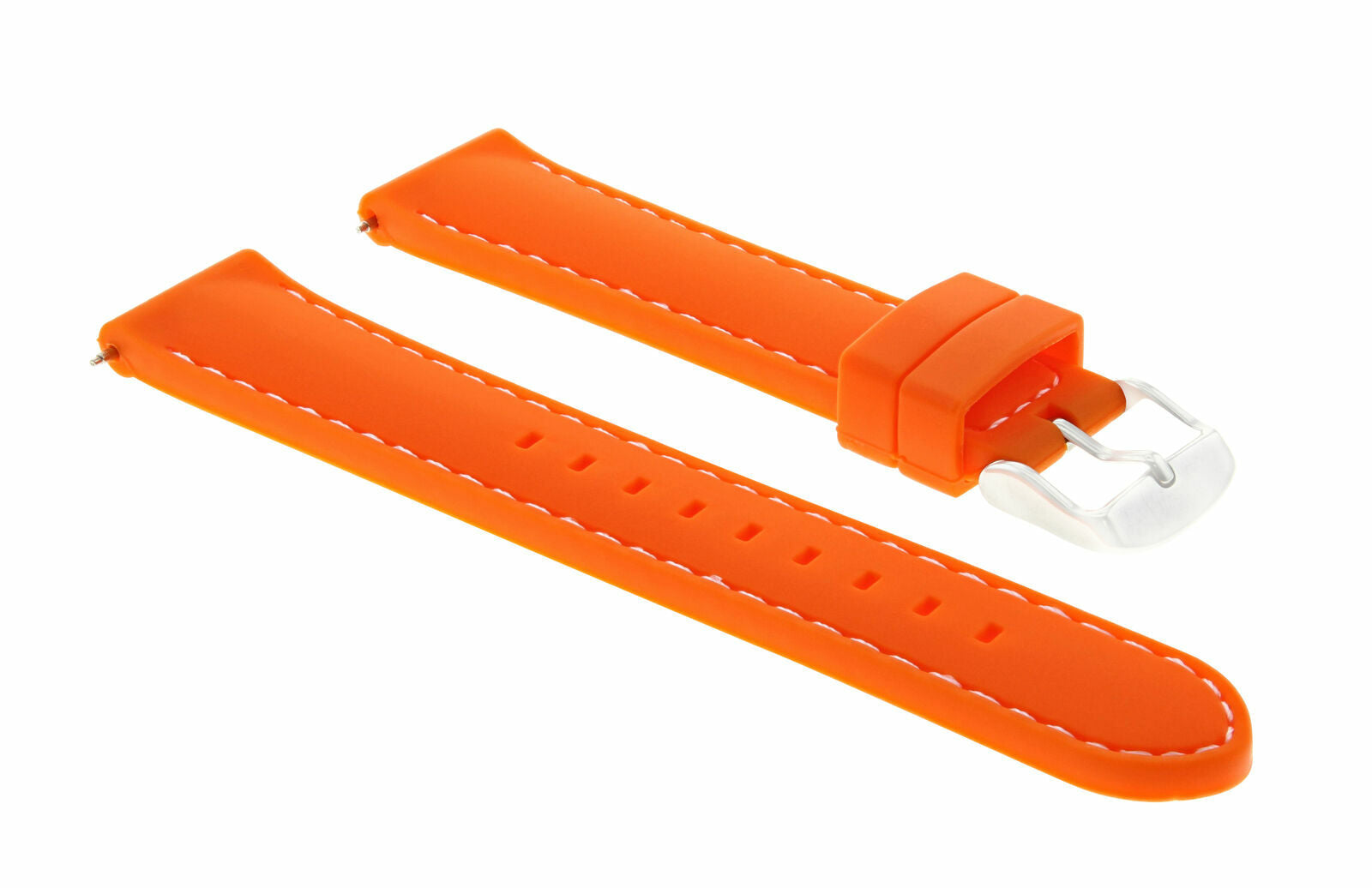 20MM RUBBER WATCH STRAP BAND FOR TISSOT PRS516 PRC200 WATCH ORANGE WHITE STITCH