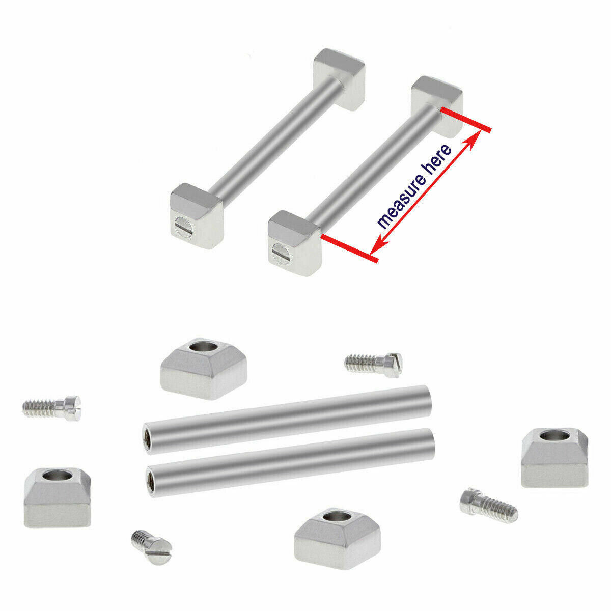 16-17-18-20-21-22MM SCREW TUBE PIN & BLOCK FOR CARTIER PASHA BAND BRACELET, Silver, view 3