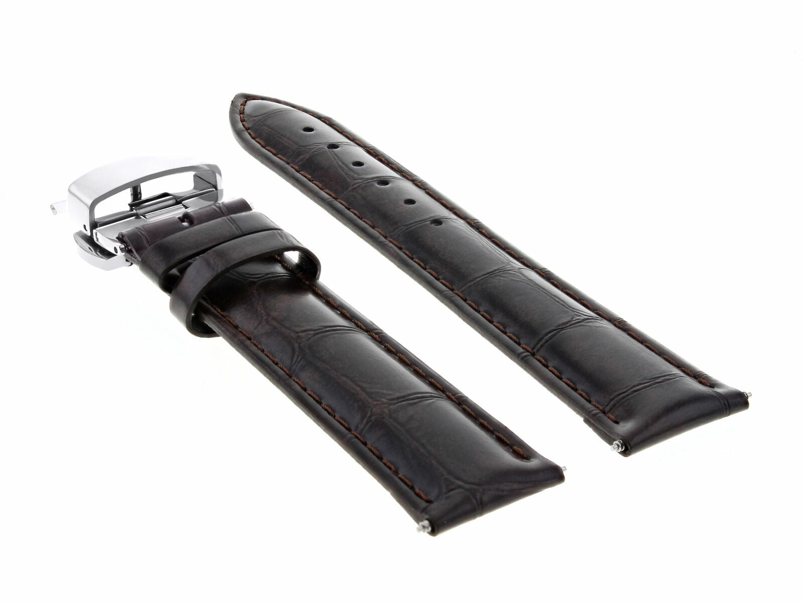 20MM LEATHER STRAP WATCH BAND FOR IWC WATCH TOP GUN DEPLOYMENT BUCKLE DARK BROWN