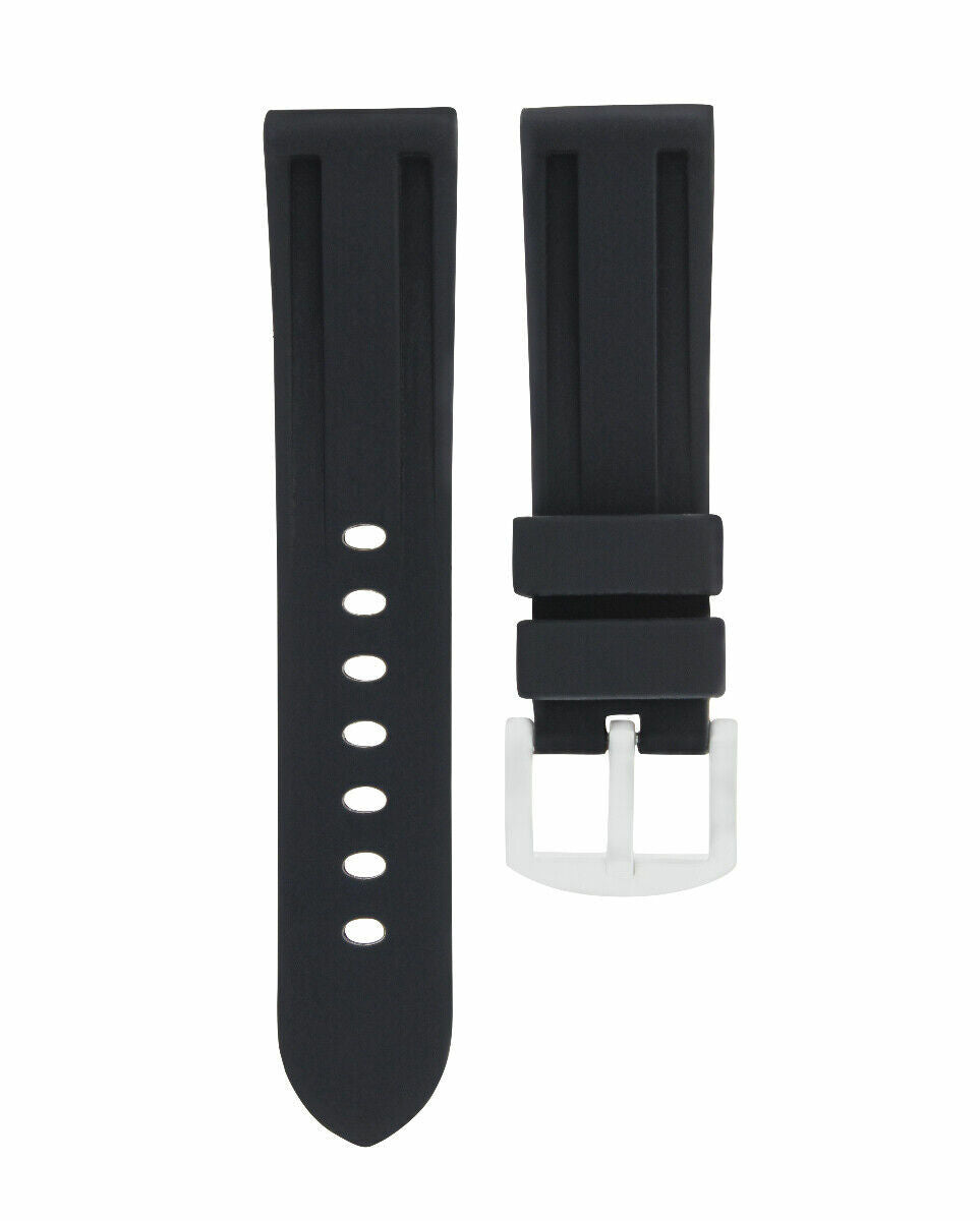 22MM SOFT RUBBER BAND PAM STRAP FOR CORUM TI BRIDGE  WATCH PRE-V-BUCKLE BLACK