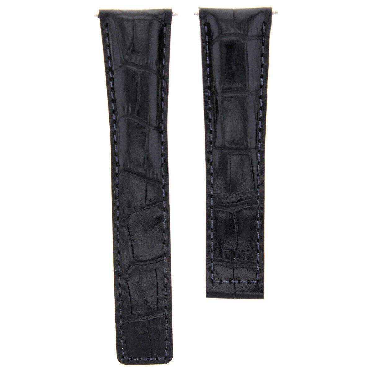 22MM LEATHER STRAP BAND DEPLOY CLASP FOR TAG HEUER CARRERA CALIBRE 1887 BLACK