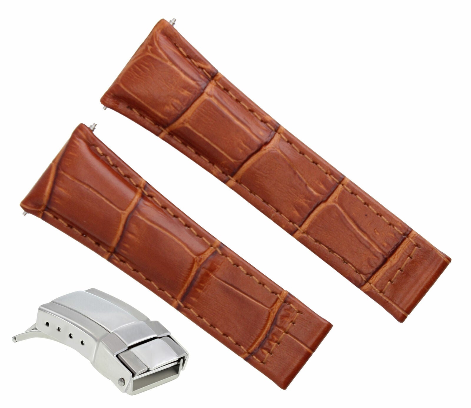 LEATHER STRAP FOR ROLEX DAYTONA 16518 16519 WATCH TAN #5DS REGULAR S/STEEL CLASP