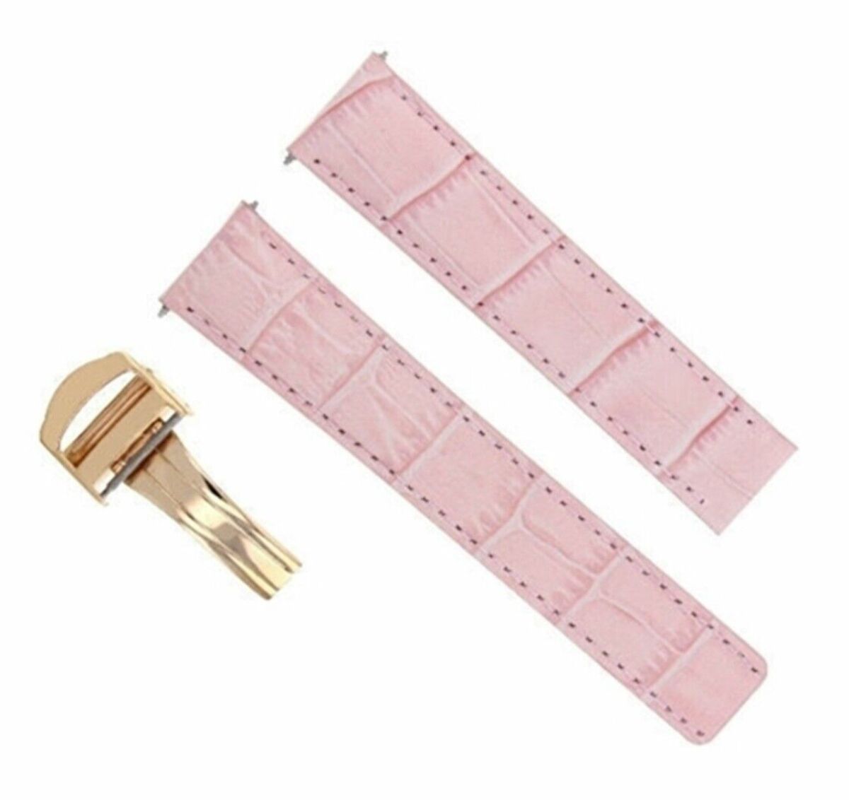 18MM LEATHER WATCH BAND STRAP DEPLOYMENT CLASP FIT CARTIER TANK PINK ROSE #1CD