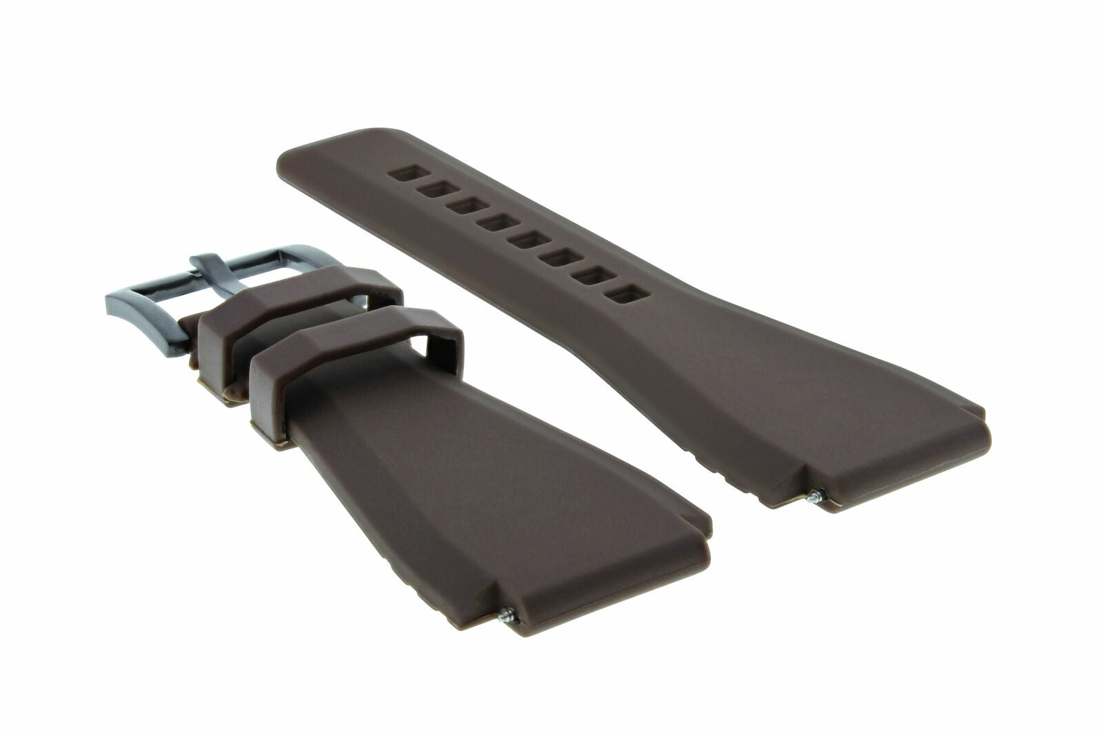 24MM SILICONE RUBBER WATCH BAND STRAP FOR BELL ROSS BR-01-BR-03 BROWN BLACK PVD