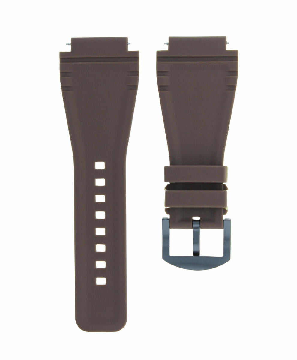 24MM SILICONE RUBBER WATCH BAND STRAP FOR BELL ROSS BR-01-BR-03 BROWN BLACK PVD