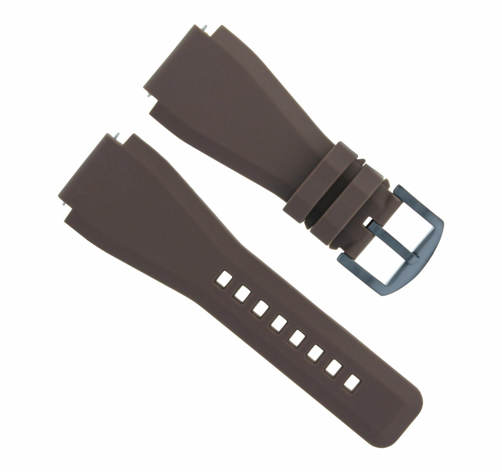 24MM SILICONE RUBBER WATCH BAND STRAP FOR BELL ROSS BR-01-BR-03 BROWN BLACK PVD