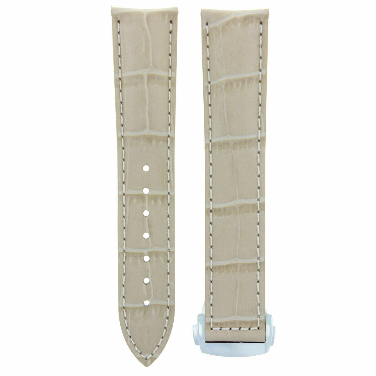 22MM LEATHER WATCH BAND STRAP CLASP FOR OMEGA SEAMASTER PLANET WATCH BEIGE WS