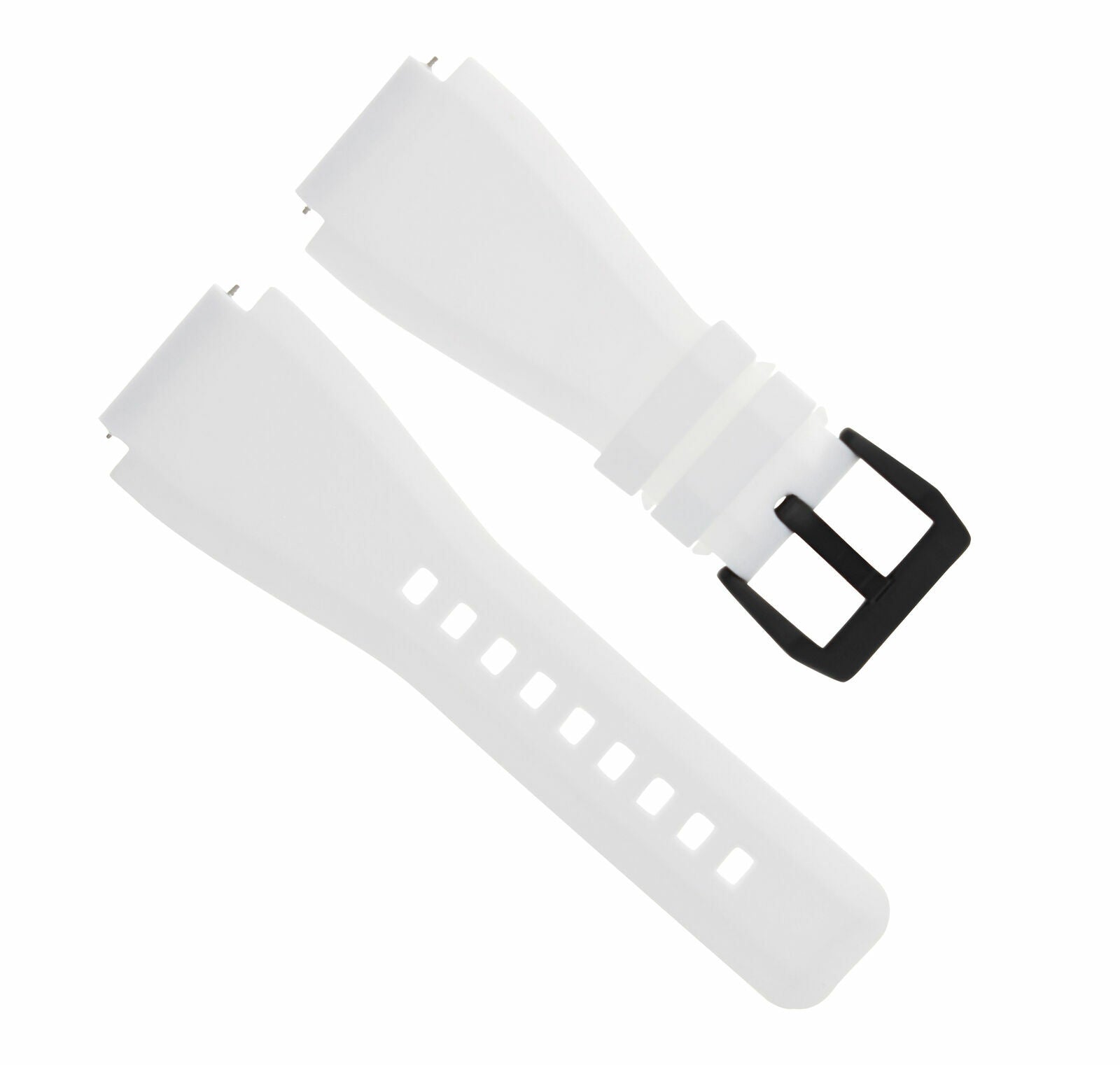 24MM SILICONE RUBBER BAND STRAP FOR BELL ROSS BR-01-BR-03 WHITE BLACK PVD BUCKLE