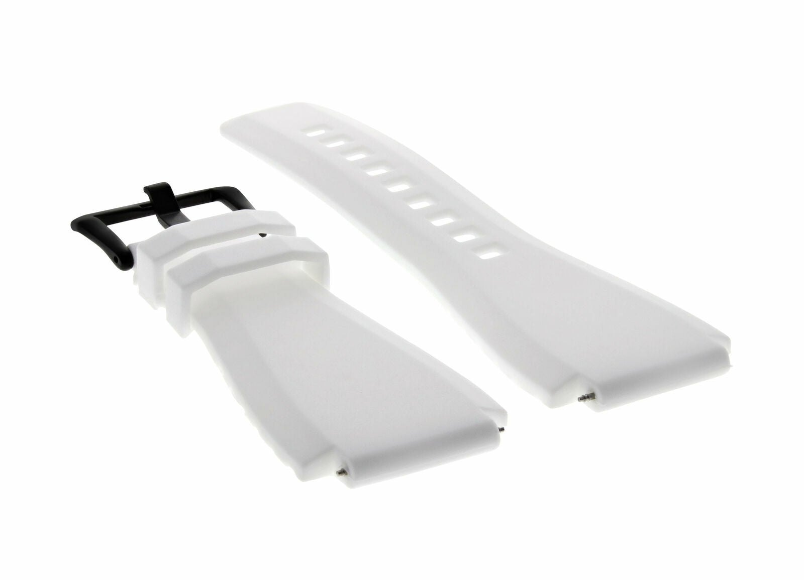 24MM SILICONE RUBBER BAND STRAP FOR BELL ROSS BR-01-BR-03 WHITE BLACK PVD BUCKLE