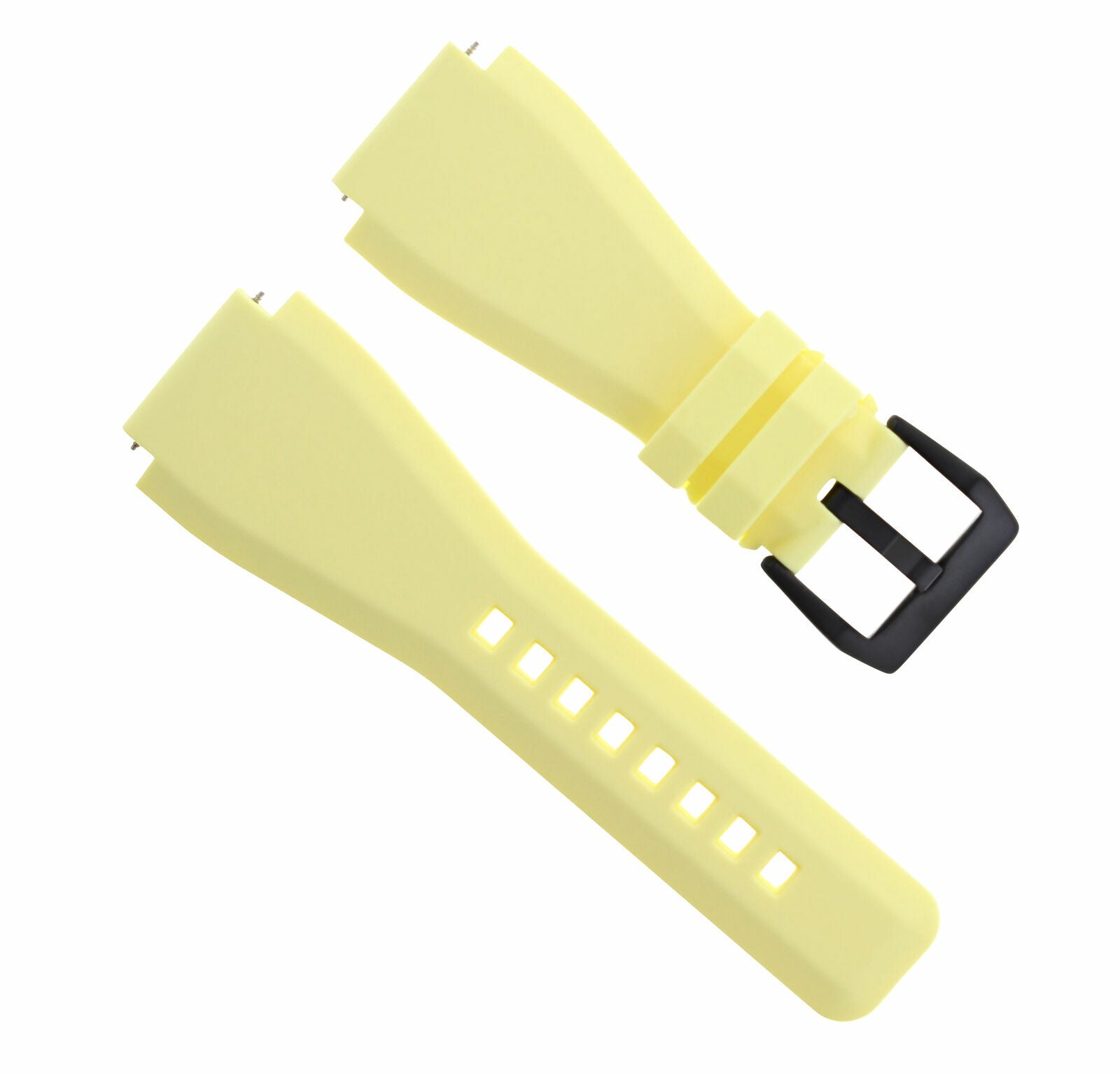 24MM SILICONE RUBBER WATCH STRAP BAND FOR BELL ROSS YELLOW BR-01-BR-03 BLACK PVD