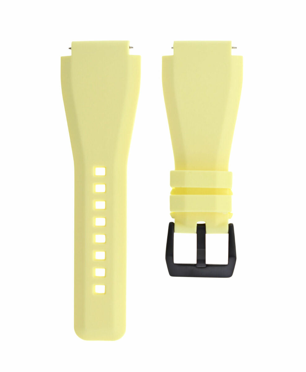 24MM SILICONE RUBBER WATCH STRAP BAND FOR BELL ROSS YELLOW BR-01-BR-03 BLACK PVD