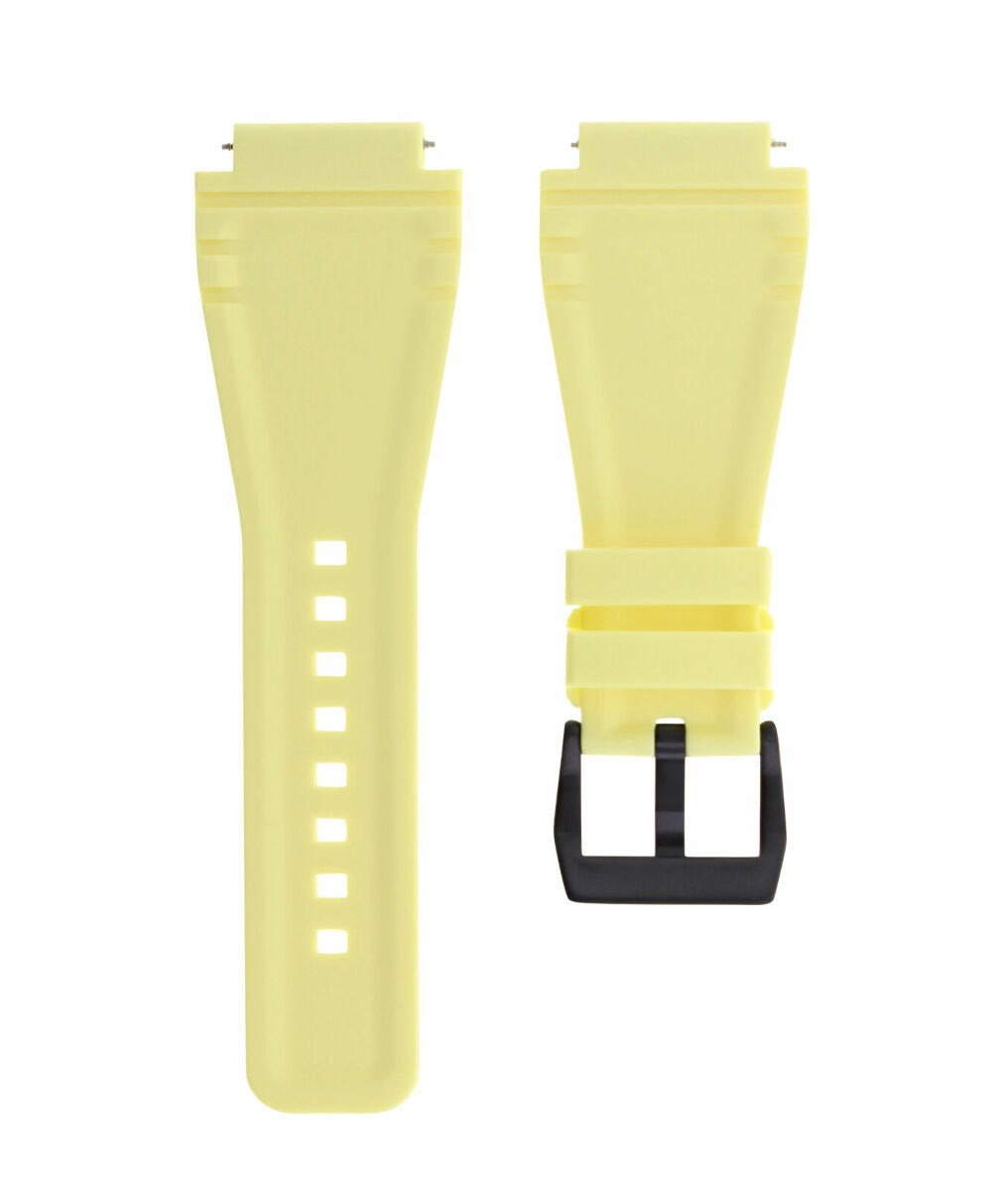 24MM SILICONE RUBBER WATCH STRAP BAND FOR BELL ROSS YELLOW BR-01-BR-03 BLACK PVD