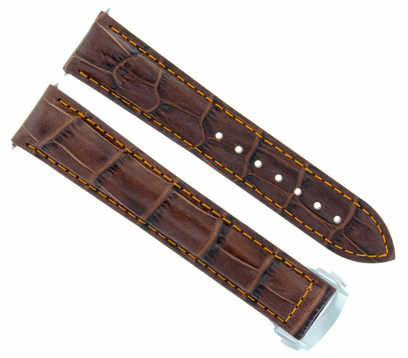 22MM LEATHER BAND STRAP BUCKLE CLASP FOR OMEGA SEAMASTER PLANET WATCH L/BROWN OS