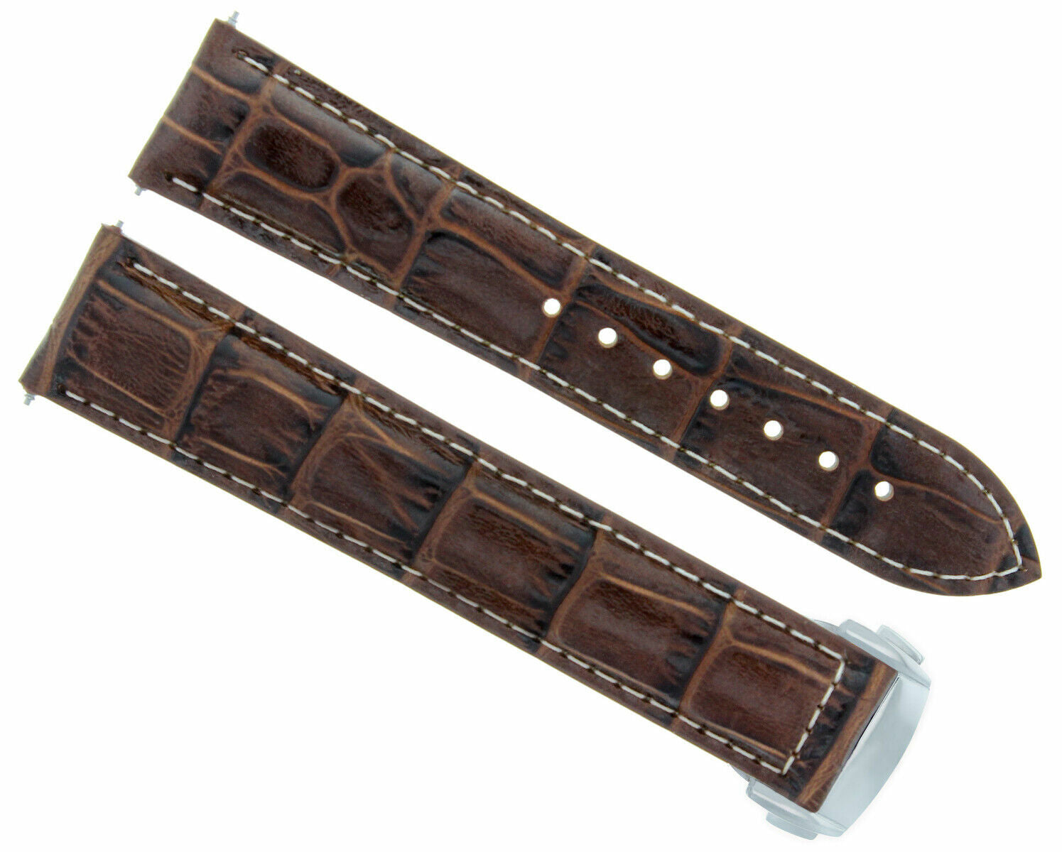 20MM LEATHER WATCH BAND STRAP FOR 41MM OMEGA SEAMASTER PLANET CLASP BROWN WS