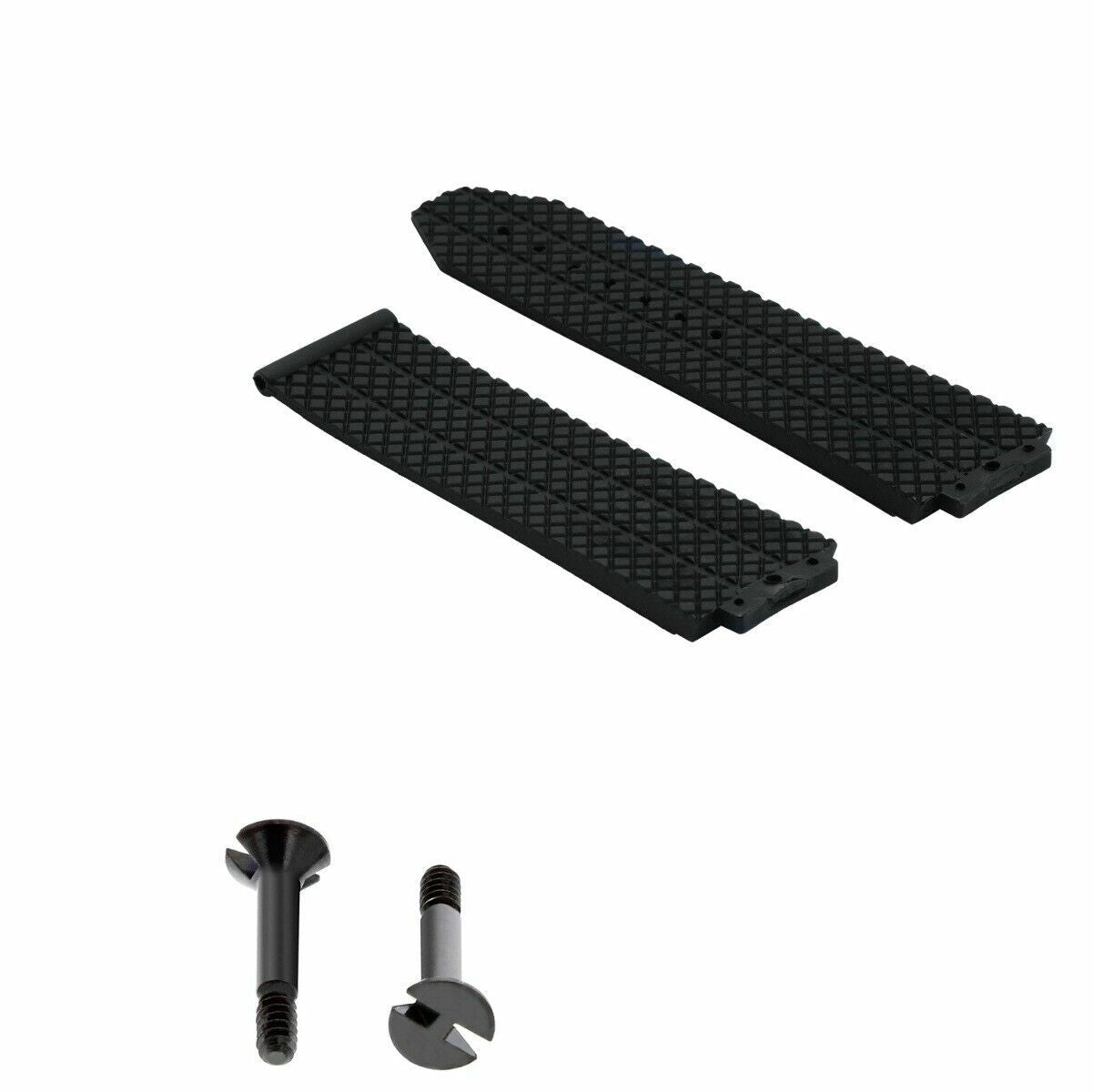 24MM RUBBER BAND STRAP FOR HUBLOT 44-44.5MM H BIG BANG 2 BLACK SCREW STEEL BLACK