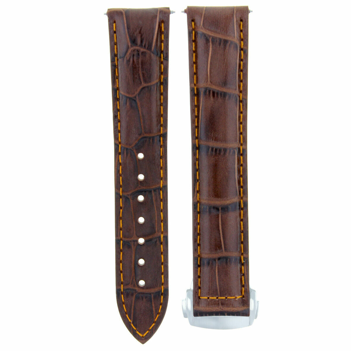 20MM LEATHER WATCH BAND STRAP FOR OMEGA SEAMASTER PLANET OCEAN L/BROWN ORANGE S