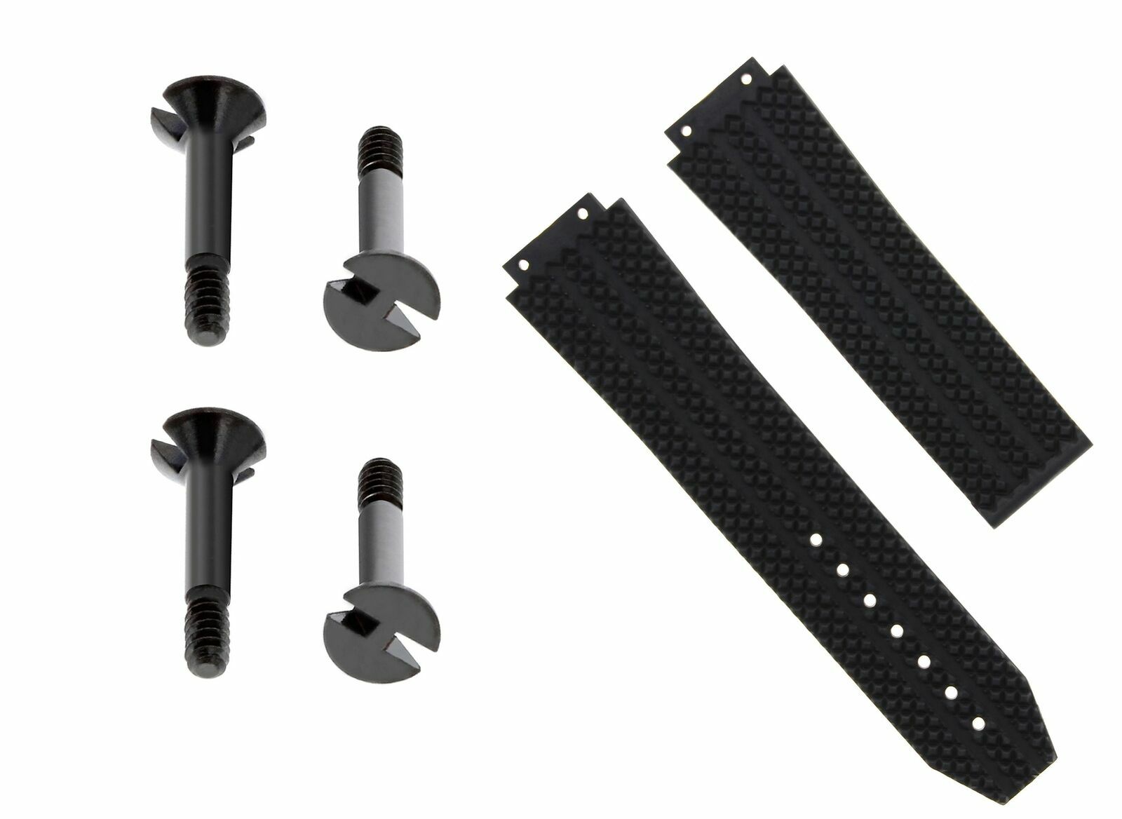 24MM RUBBER BAND STRAP FOR HUBLOT BIG BANG 301.SX 130.RX + 4 BLACK SCREW BLACK