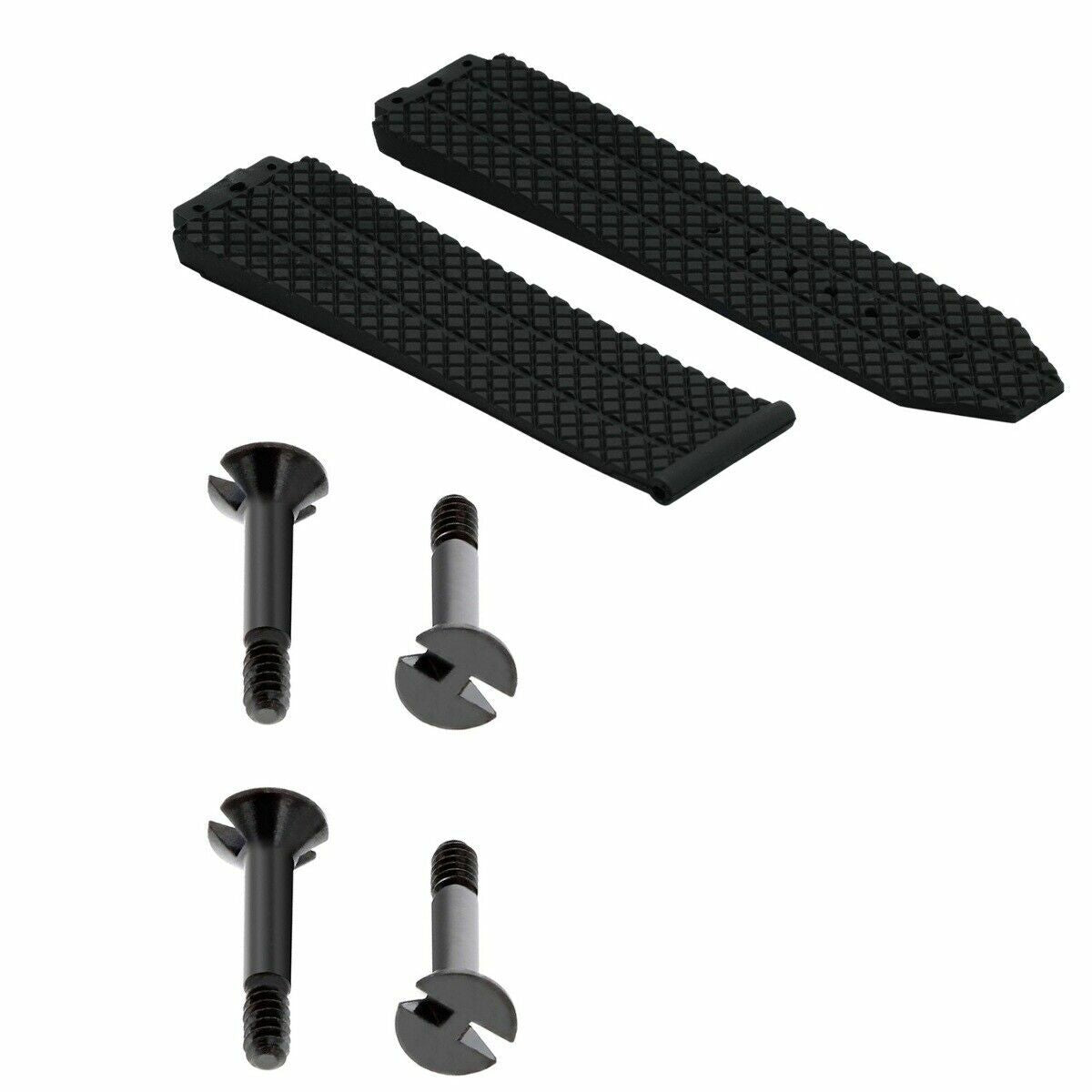 24MM RUBBER BAND STRAP FOR HUBLOT H BIG BANG 44-44.5MM + 4 BLACK SCREW BLACK