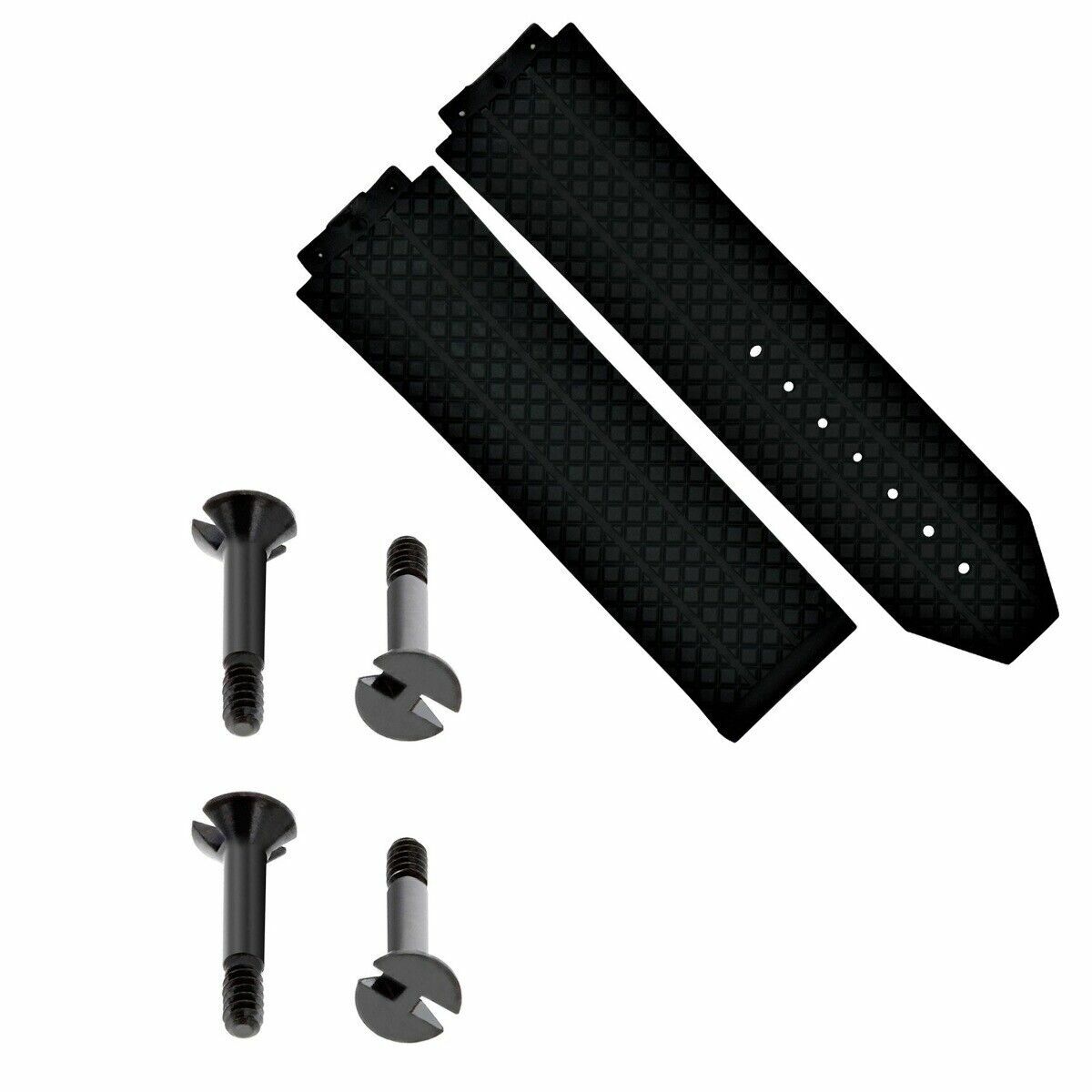 24MM RUBBER BAND STRAP FOR HUBLOT H BIG BANG 44-44.5MM + 4 BLACK SCREW BLACK
