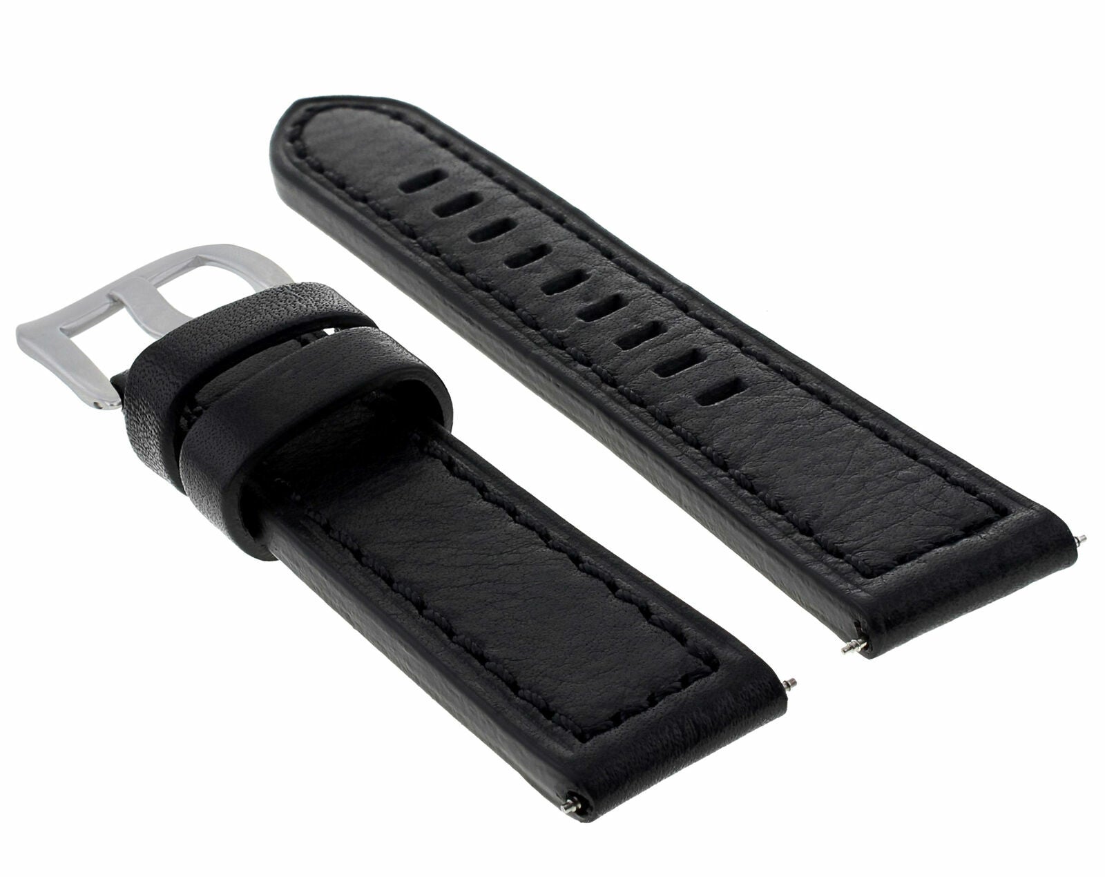 24MM COW LEATHER WATCH BAND STRAP FOR BREITLING SUPER AVENGER NAVITIMER BLACK
