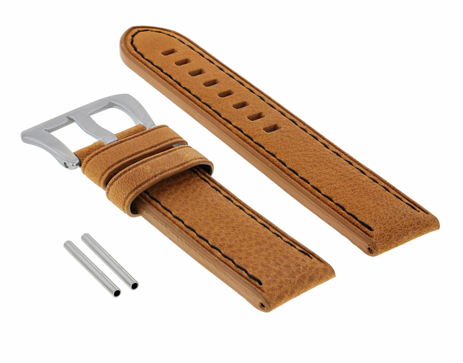 24MM LEATHER WATCH STRAP FOR BREITLING NAVITIMER BENTLEY AVENGER ABYSS TAN BLACK