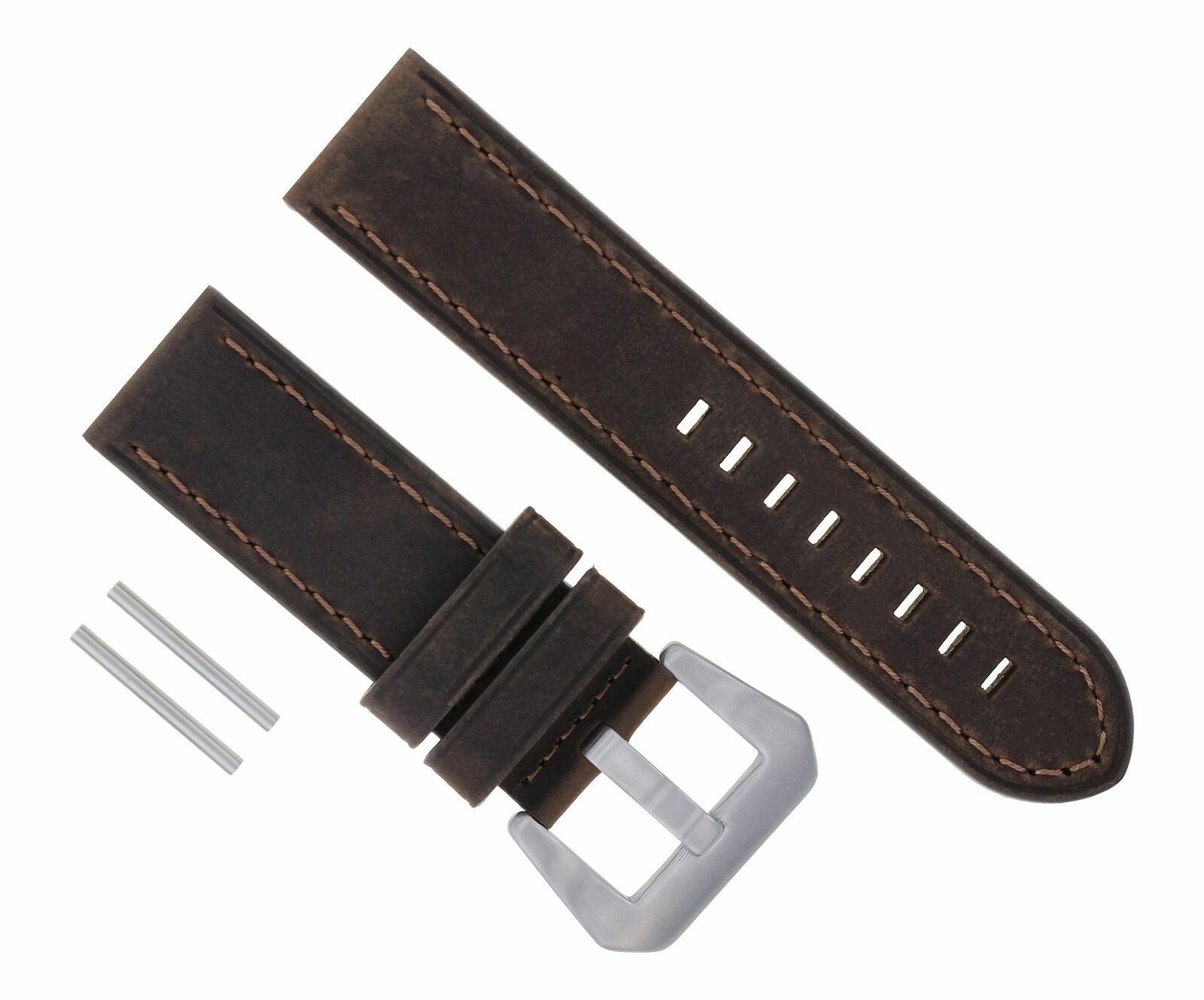 24MM COW LEATHER WATCH BAND STRAP FOR BREITLING NAVITIMER CHRONOMAT DARK BROWN