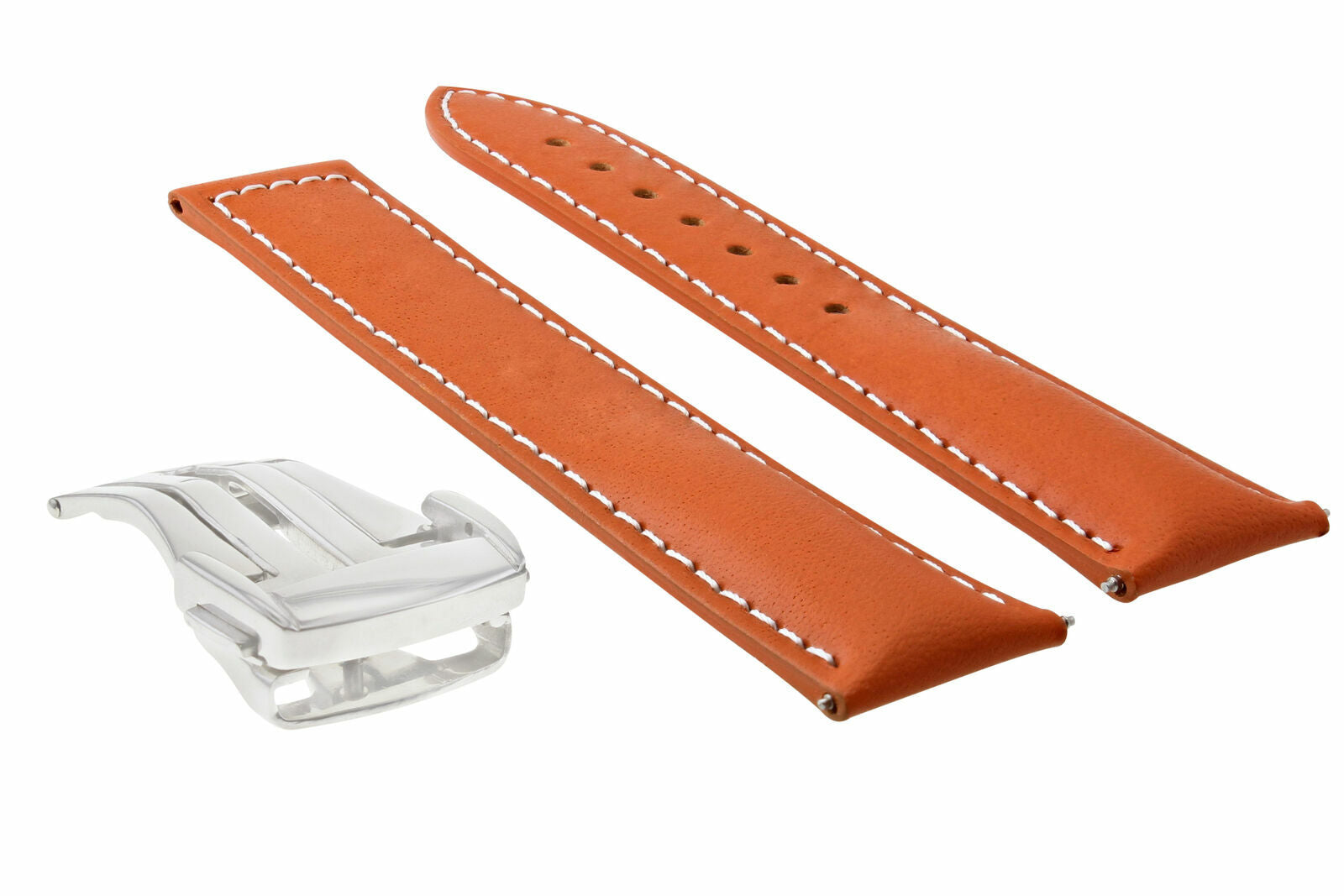 22MM LEATHER STRAP BAND BUCKLE CLASP FOR 45.5MM OMEGA SEAMASTER PLANET ORANGE WS