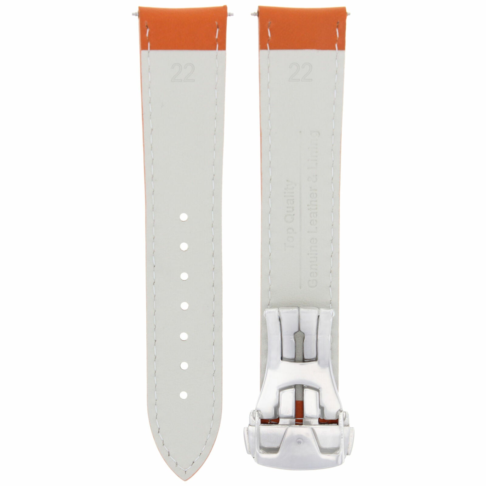 22MM LEATHER STRAP BAND BUCKLE CLASP FOR 45.5MM OMEGA SEAMASTER PLANET ORANGE WS
