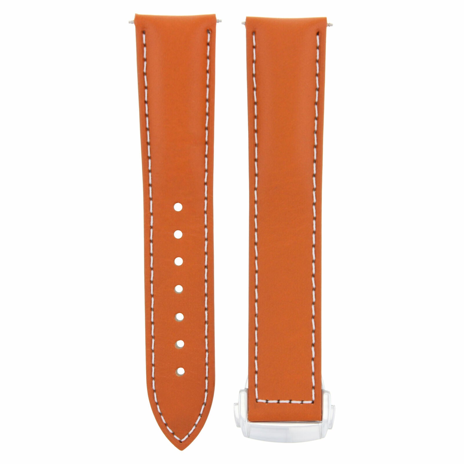 22MM LEATHER STRAP BAND BUCKLE CLASP FOR 45.5MM OMEGA SEAMASTER PLANET ORANGE WS