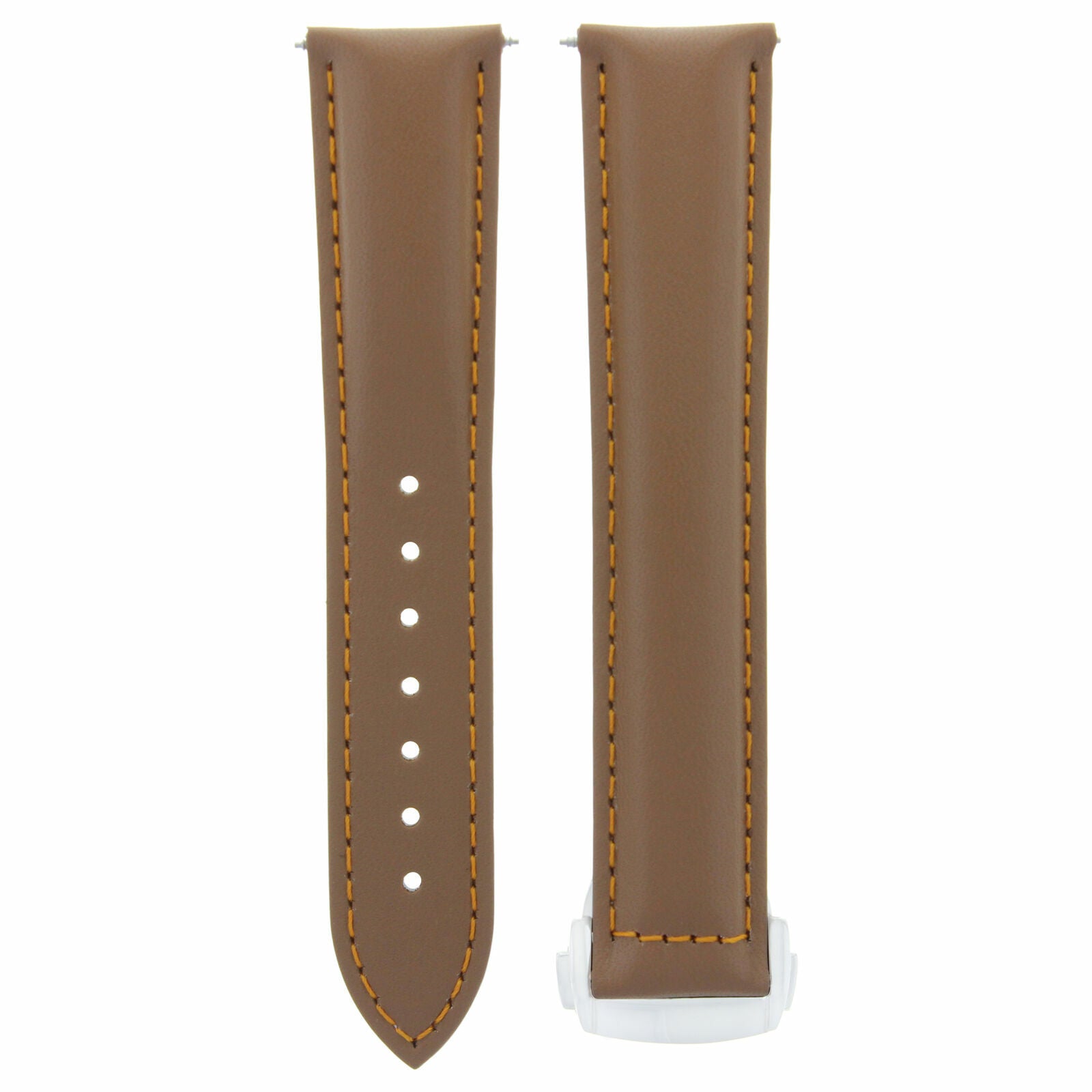 22MM LEATHER WATCH BAND STRAP BAND CLASP FOR OMEGA SEAMASTER PLANET WATCH TAN OS