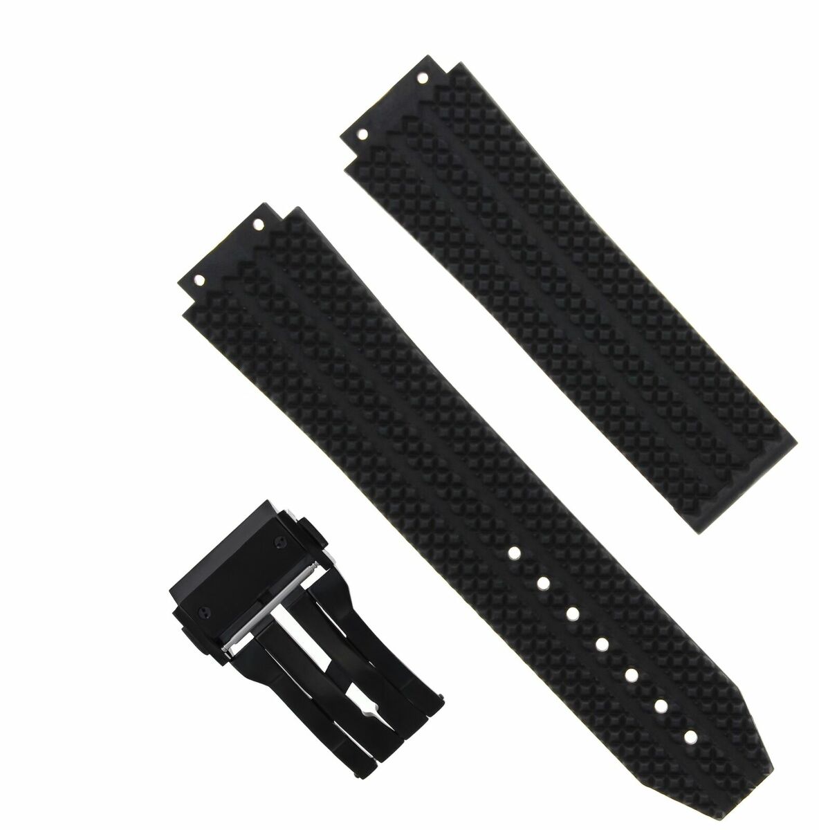 REPLACEMENT 24MM RUBBER BAND STRAP CLASP FIT HUBLOT H BIG BANG 44-45MM BLACK