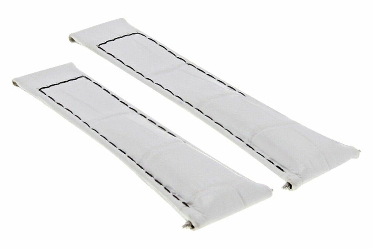 20MM LEATHER WATCH BAND STRAP FITS ALL ROLEX DAYTONA MODEL SHORT-MEDIUM ENDPIECE, White Black Stitching (Regular), view 2