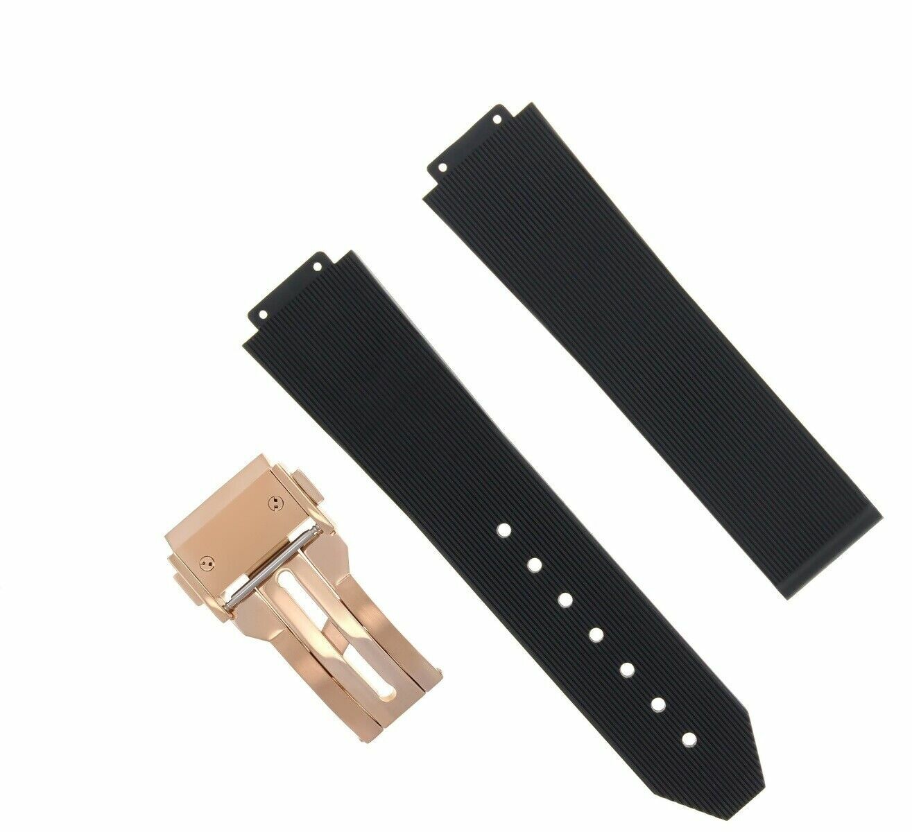 21MM RUBBER SILICONE BAND STRAP DEPLOYMENT CLASP FOR 38MM H HUBLOT WATCH BLACK