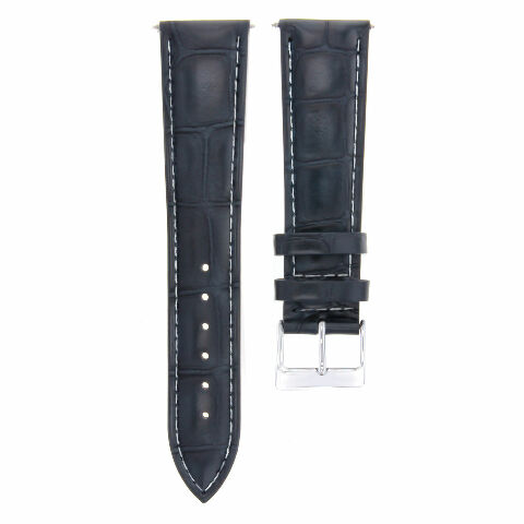 18MM LEATHER WATCH STRAP BAND FOR MONTBLANC WATCH DARK BLUE WHITE STITCH