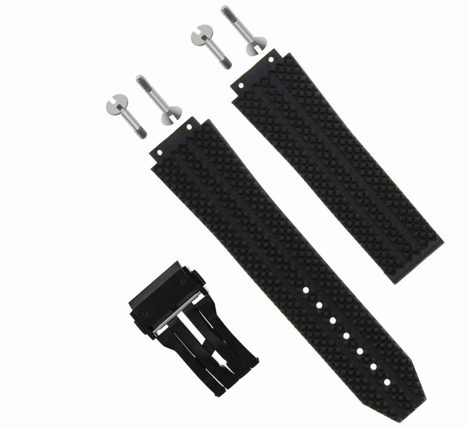 REPLACEMENT 24MM RUBBER BAND STRAP CLASP FOR HUBLOT H BIG BANG 44-45MM BLACK