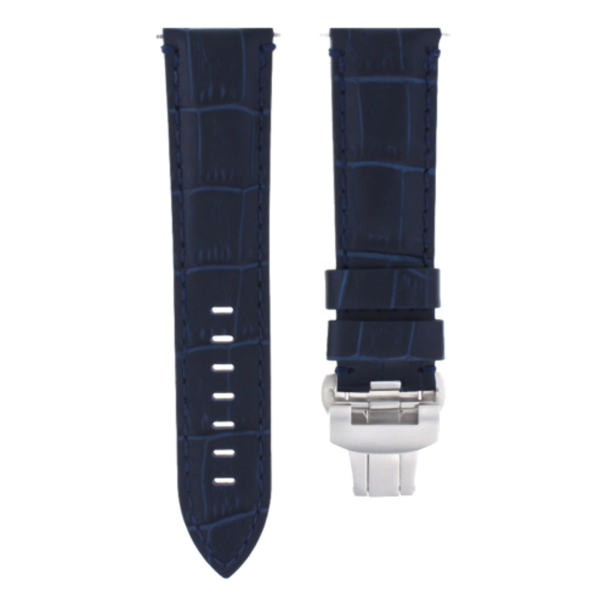 22MM LEATHER WATCH BAND STRAP FOR 42MM MONTBLANC TIMEWALKER WATCH CLASP BLUE