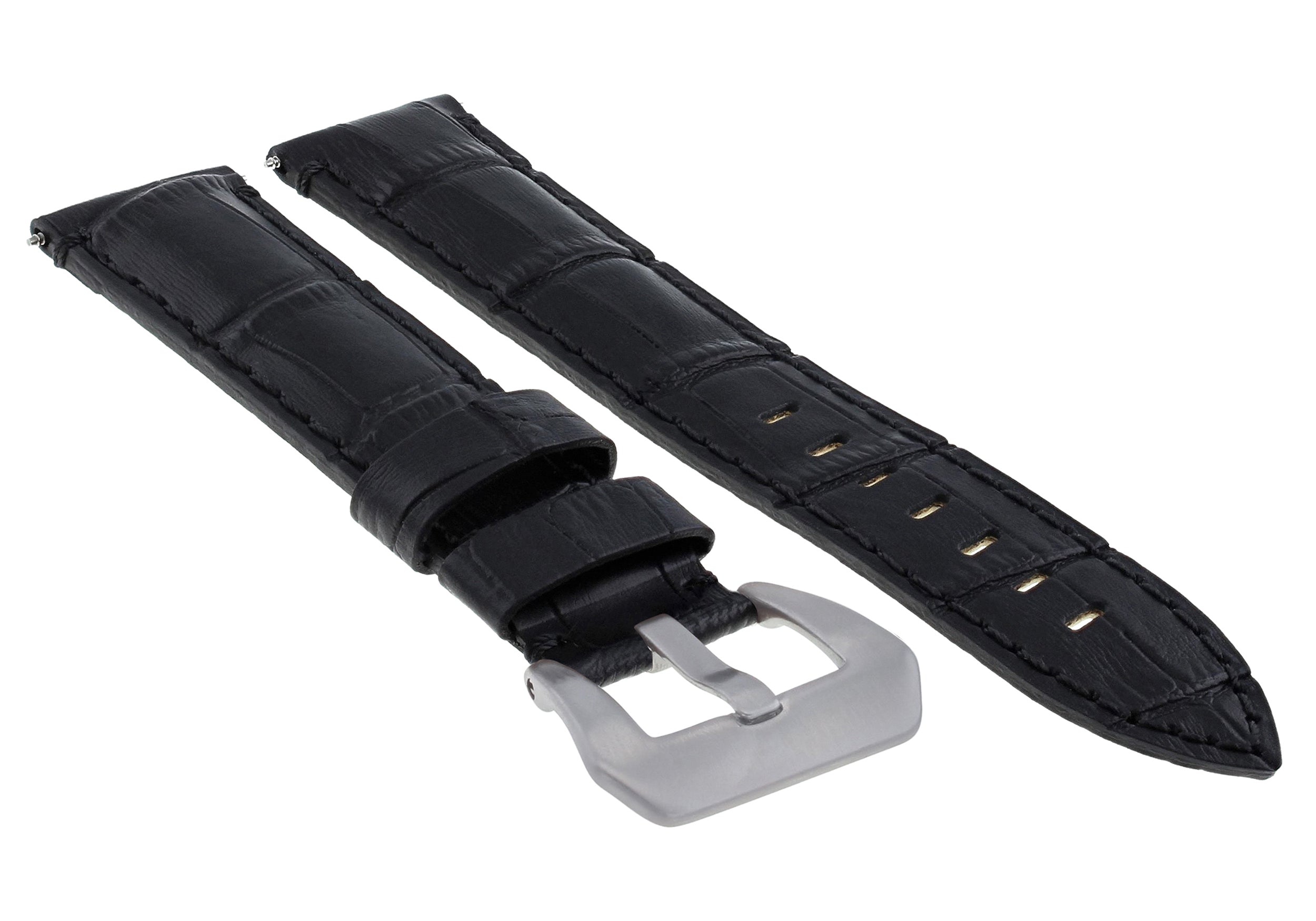 22MM GRAIN LEATHER WATCH BAND STRAP FOR MONTBLANC TIMEWALKER WATCH CHRONO BLACK