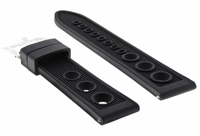 22MM RUBBER RACING DIVER BAND STRAP FOR BREITLING SUPEROCEAN II A17392 BLACK