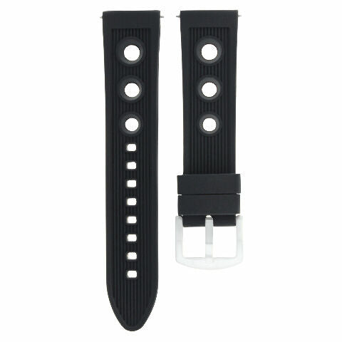 22MM RUBBER RACING DIVER BAND STRAP FOR BREITLING SUPEROCEAN II A17392 BLACK