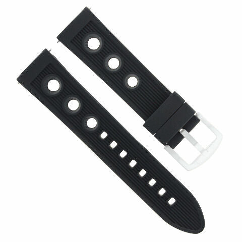 22MM RUBBER RACING DIVER BAND STRAP FOR BREITLING SUPEROCEAN II A17392 BLACK