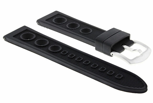 22MM RUBBER RACING DIVER BAND STRAP FOR BREITLING SUPEROCEAN II A17392 BLACK