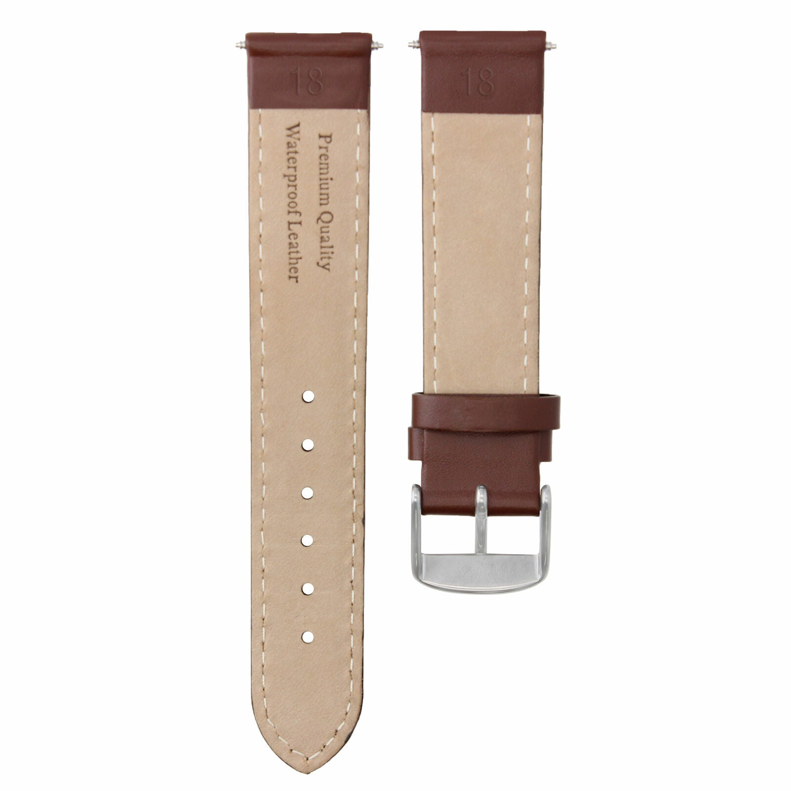 18MM SMOOTH LEATHER WATCH STRAP BAND FOR ULYSSE NARDIN WATERPROF L/BROWN WS