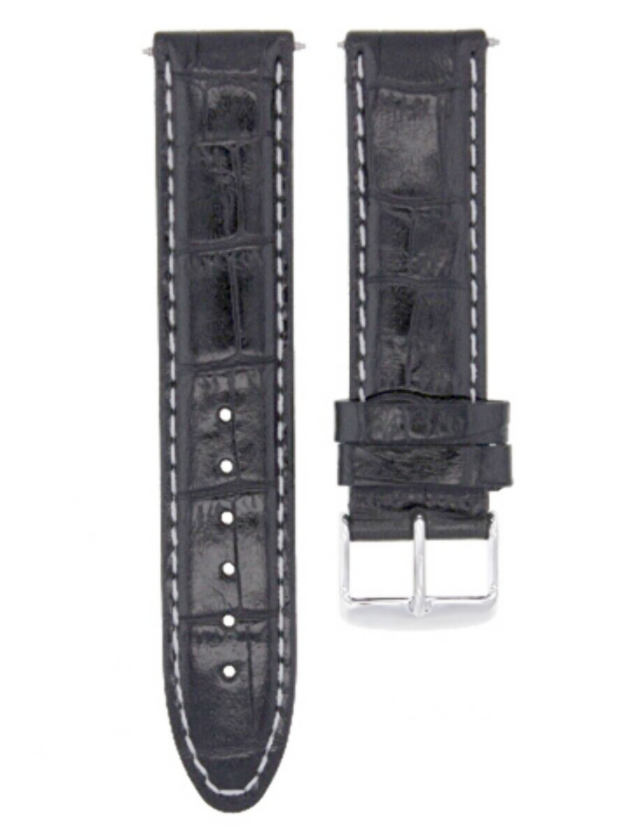 18MM ALLIGATOR LEATHER WATCH  STRAP BAND FOR ULYSSE NARDIN 18/18MM TQ BLACK WS