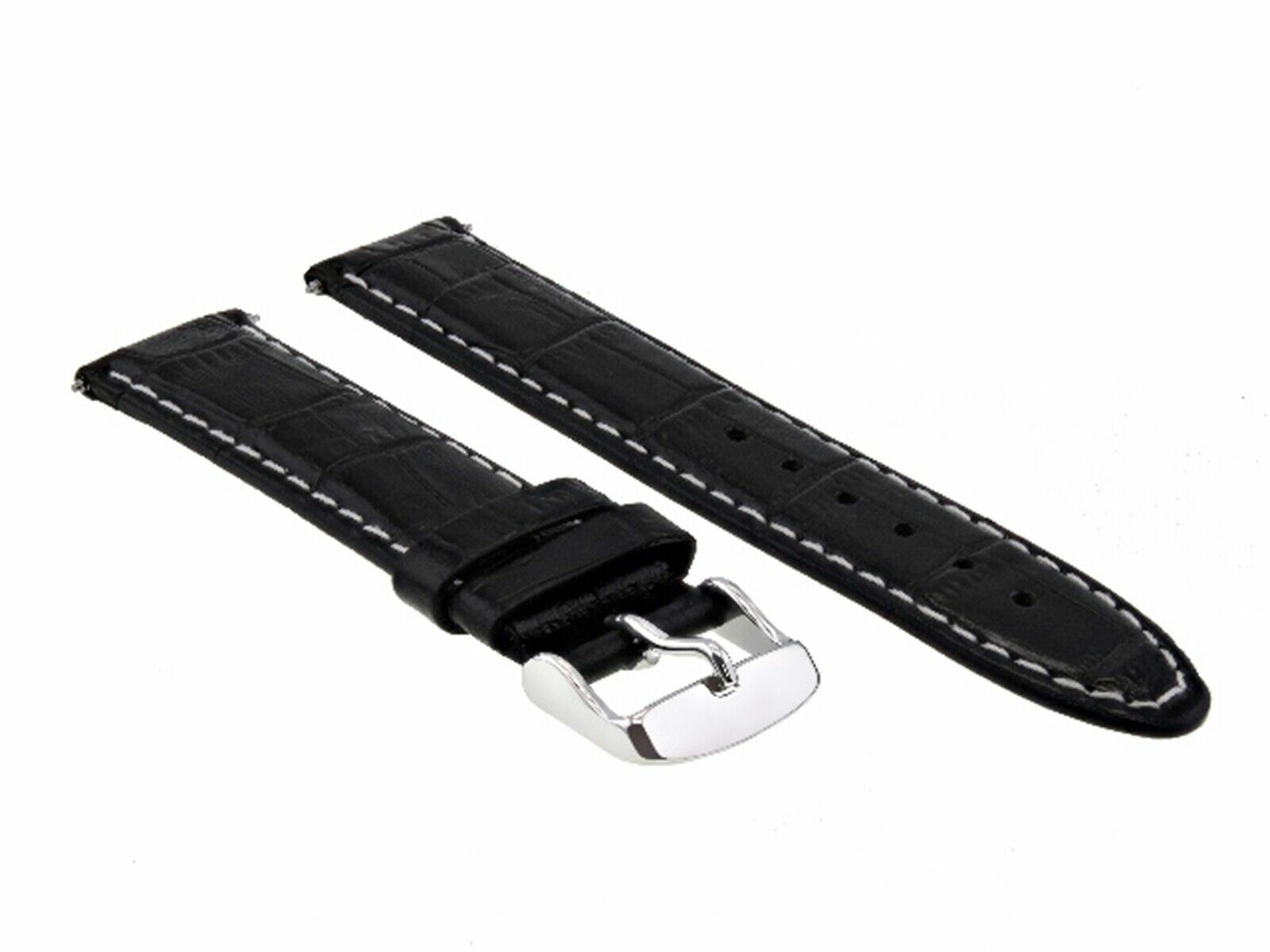 18MM ALLIGATOR LEATHER WATCH  STRAP BAND FOR ULYSSE NARDIN 18/18MM TQ BLACK WS