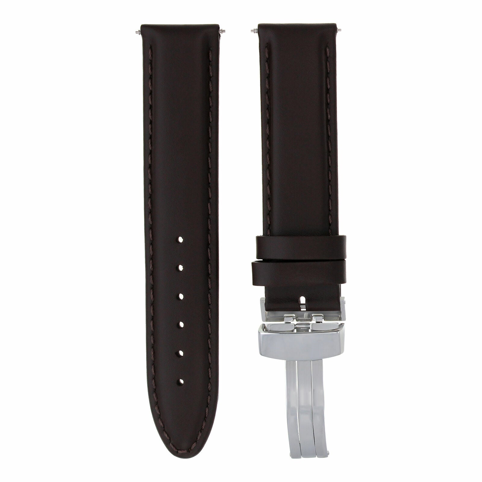 22MM LEATHER WATCH BAND STRAP FOR FRANCK MULLER CASABLANCA  DEPLOY CLASP D/BROWN