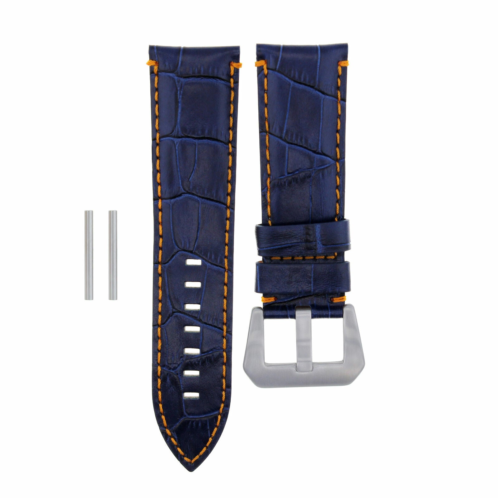 24MM GENUINE LEATHER WATCH BAND STRAP FOR PAM 44MM PANERAI BLUE ORANGE STITCH