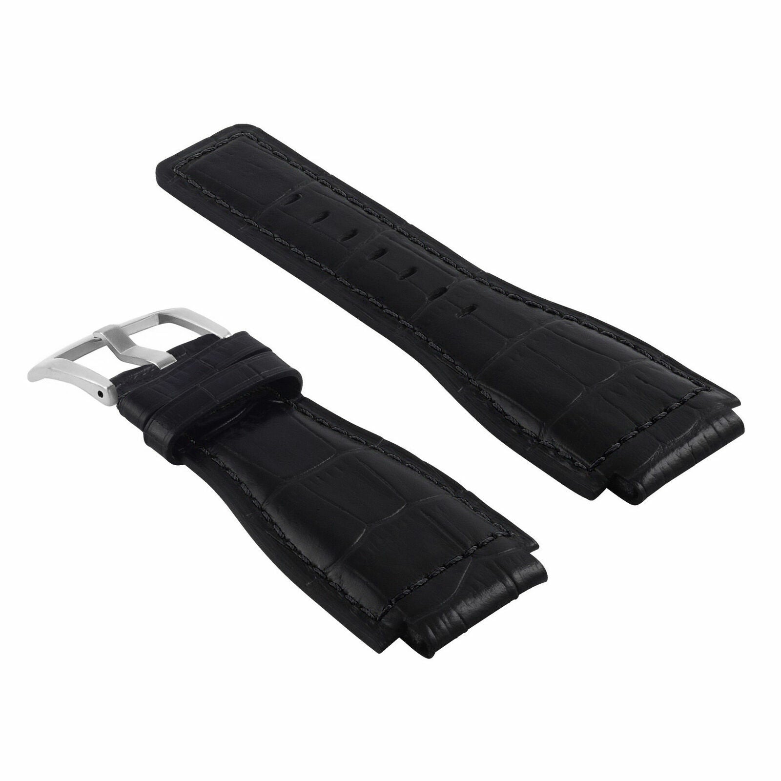 24MM LEATHER WATCH BAND STRAP FOR BELL & ROSS WATCH MODEL BR-01-BR-03 BLACK