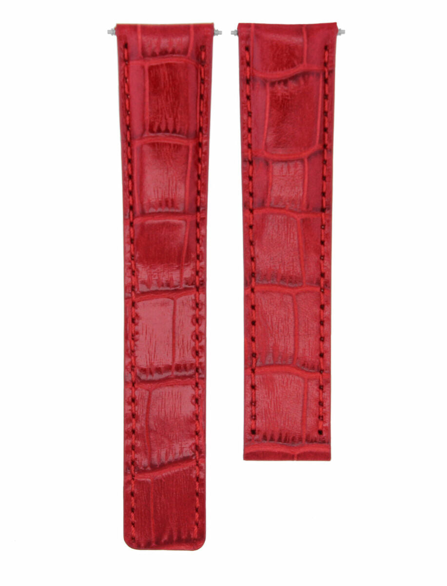 18MM LEATHER WATCH BAND STRAP FIT FOR CARTIER TANK WATCH DEPLOYMENT CLASP RED